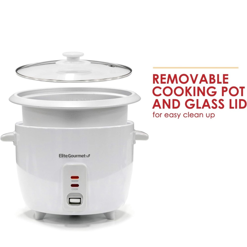 Elite Gourmet ERC003 Electric Rice Cooker with Automatic Keep Warm Makes Soups,
